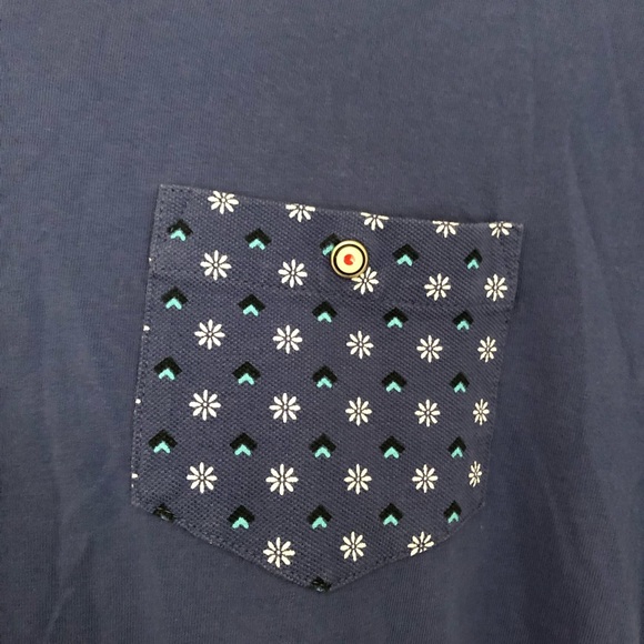 BEN SHERMAN Blue Cotton One-Pocket Tee - Picture 8 of 10